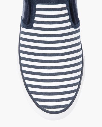 Men Navy & White Striped Shoes - Front